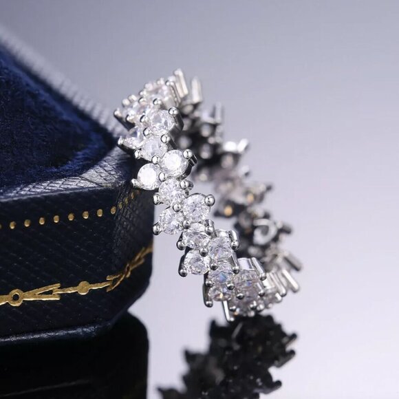 NEW 925 Sterling Silver Diamond Eternity Ring Band - Picture 4 of 5